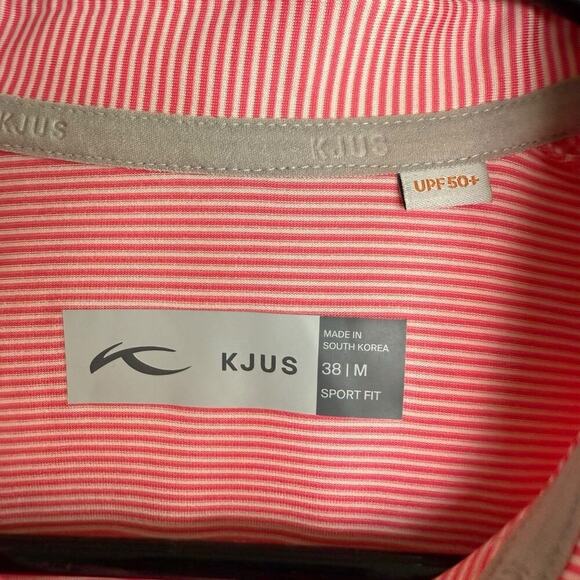 KJUS Shirt Women's Sina Pink White Stripe M golf Polo Preppy Prep Athleisure - Picture 3 of 10